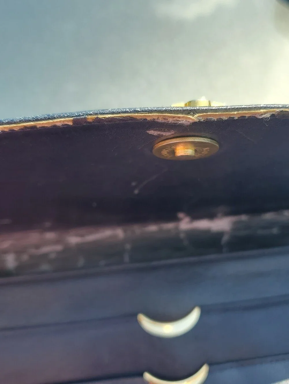 Dior Navy Blue Leather Clutch with Gold Logo